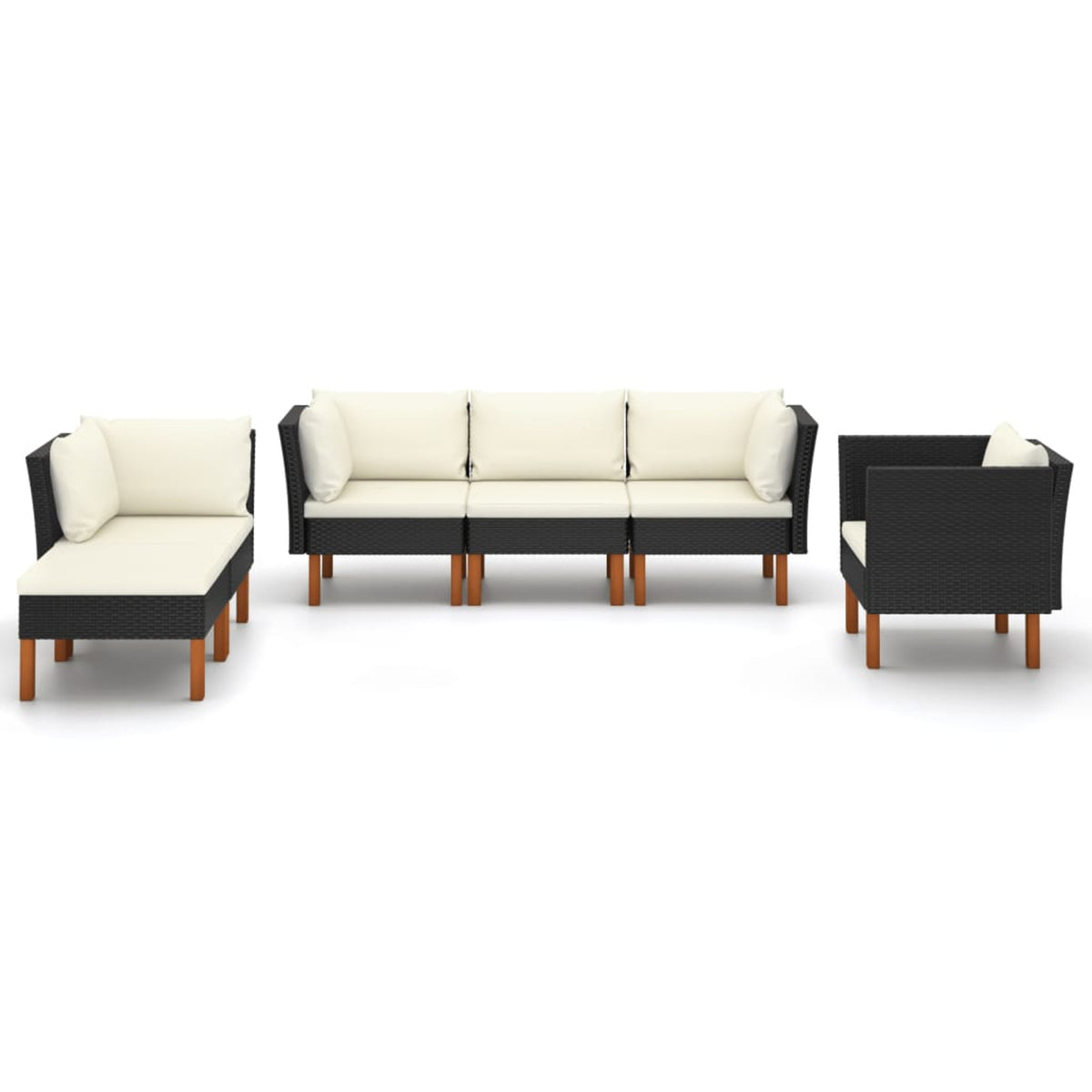 6 Piece Poly Rattan Sectional Outdoor Furniture Set M220
