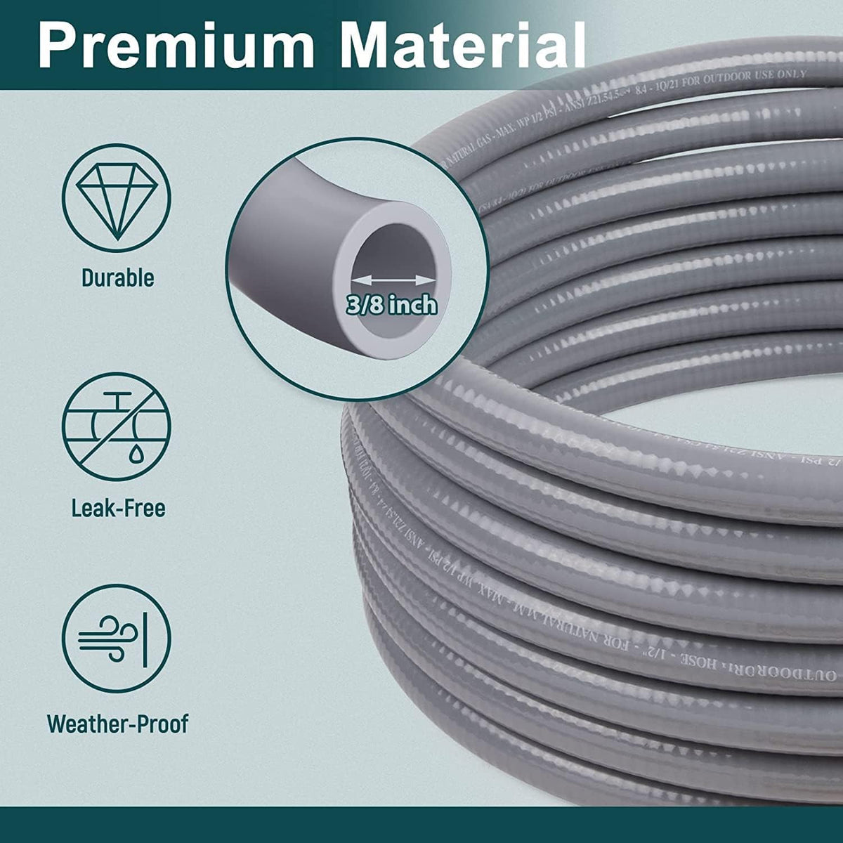 3/8-Inch Natural Gas Hose with Quick Connect Fittings, 24 Feet, Pack of 2 A273913