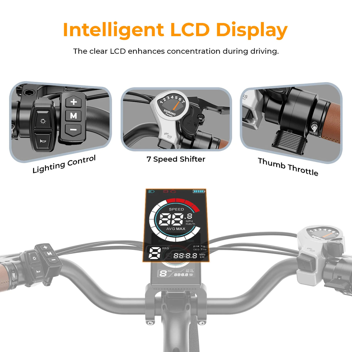 Electric Bike 500W 36V 13Ah Removable Battery 26 7-Speed H184891