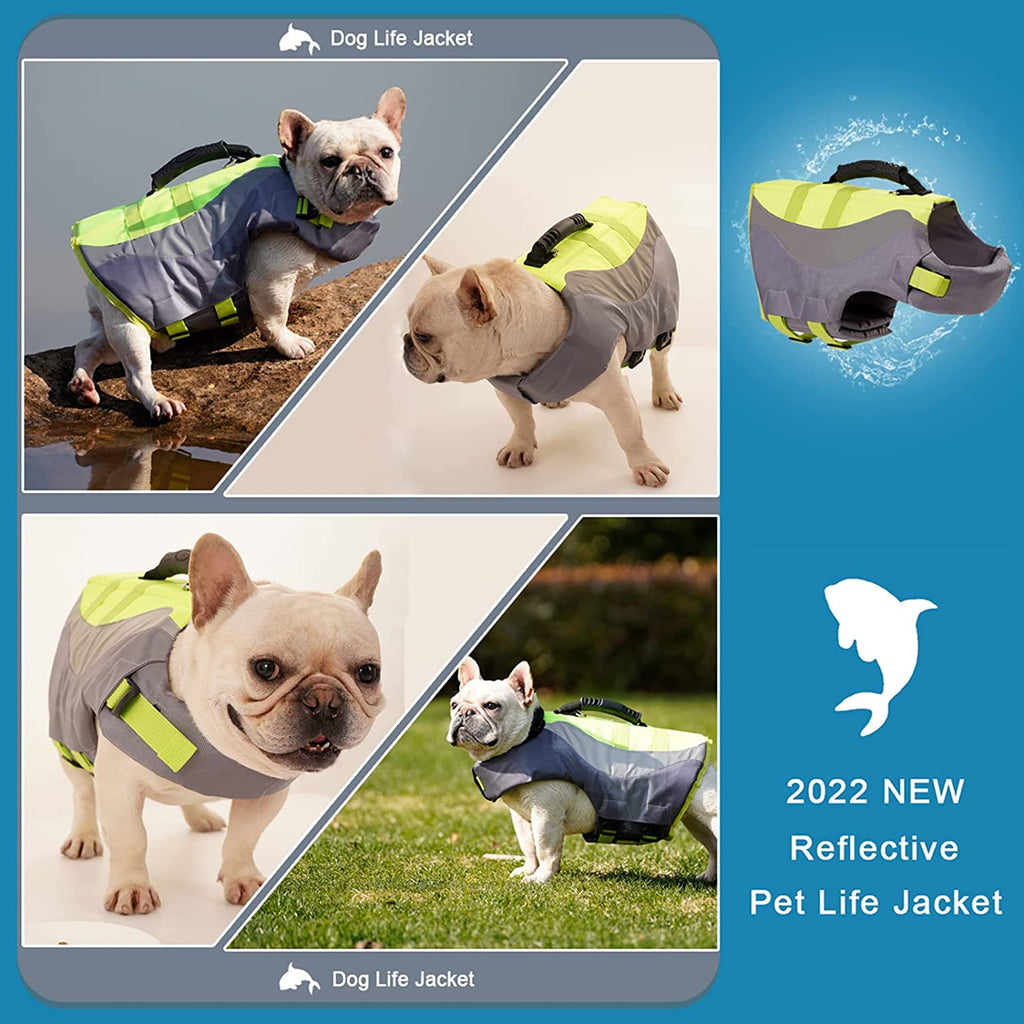 Green XL Dog Life Jacket with Rescue Handle X5376