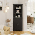 Corner Cabinet with 2 Barn Doors and 3 Shelves Freestanding Storage Cabinet (Espresso) A551202