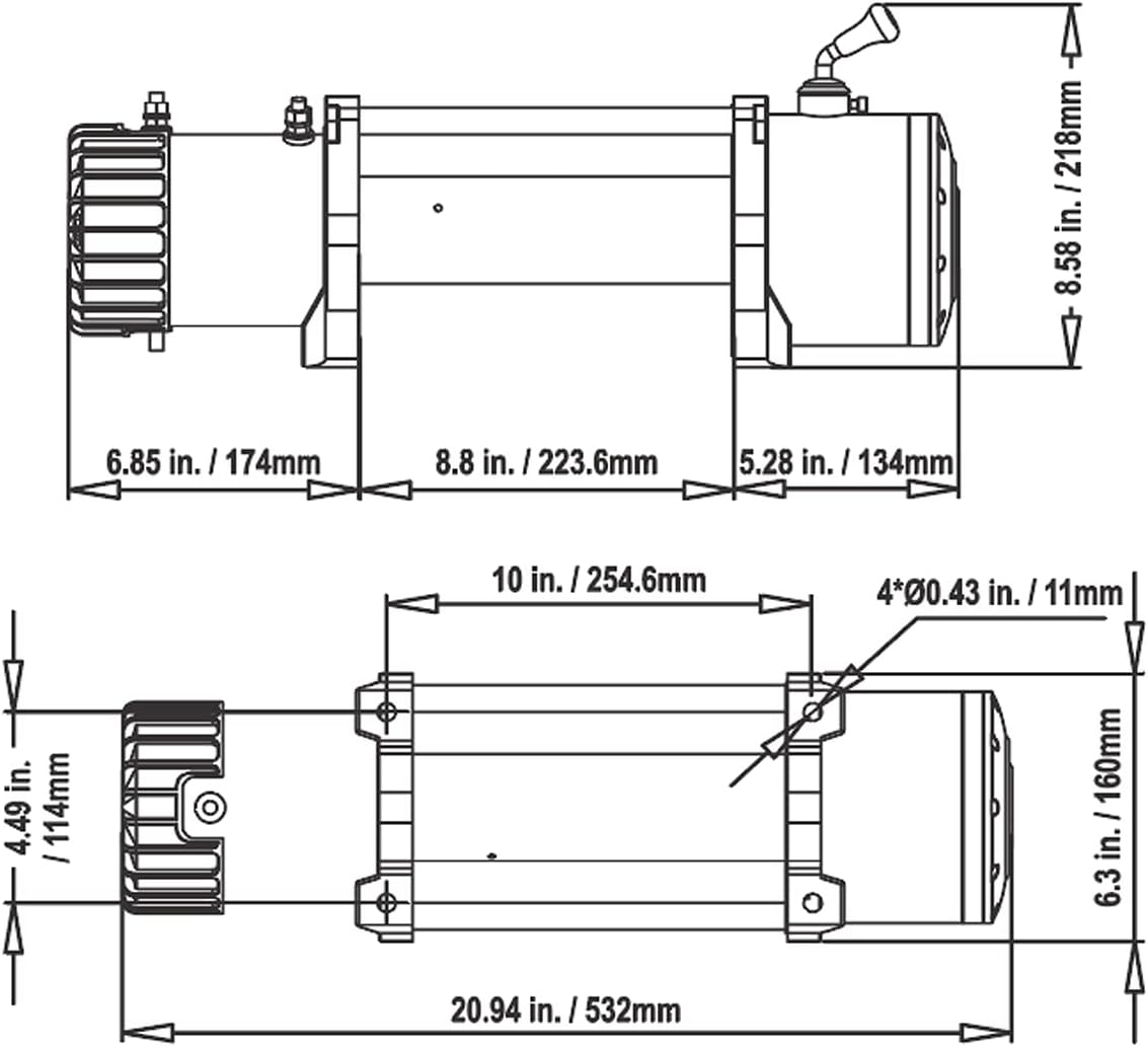 13500 lb Waterproof Synthetic Rope Electric Winch Kit T272