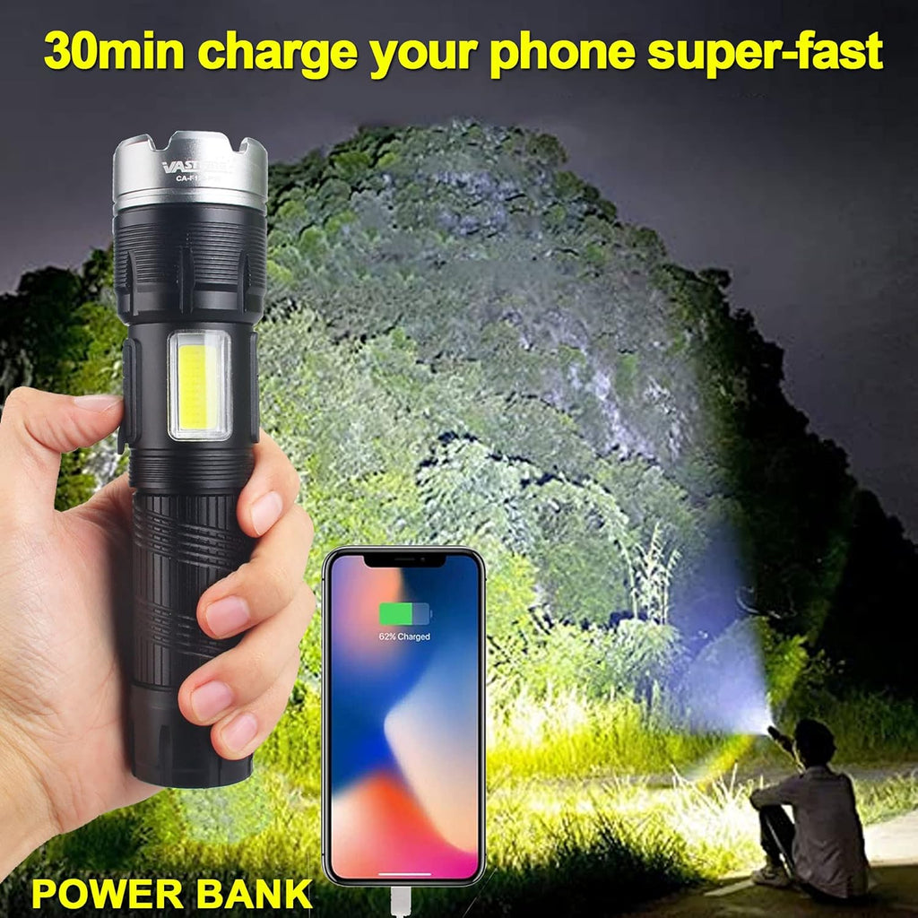 Brightest Rechargeable Zoom Flashlight Lantern Combo F3365