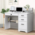 White 44" Wood Desk with 4 Drawers and Hutch M428