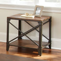 Square End Table Distressed Tobacco Brown Metal Frame D74426