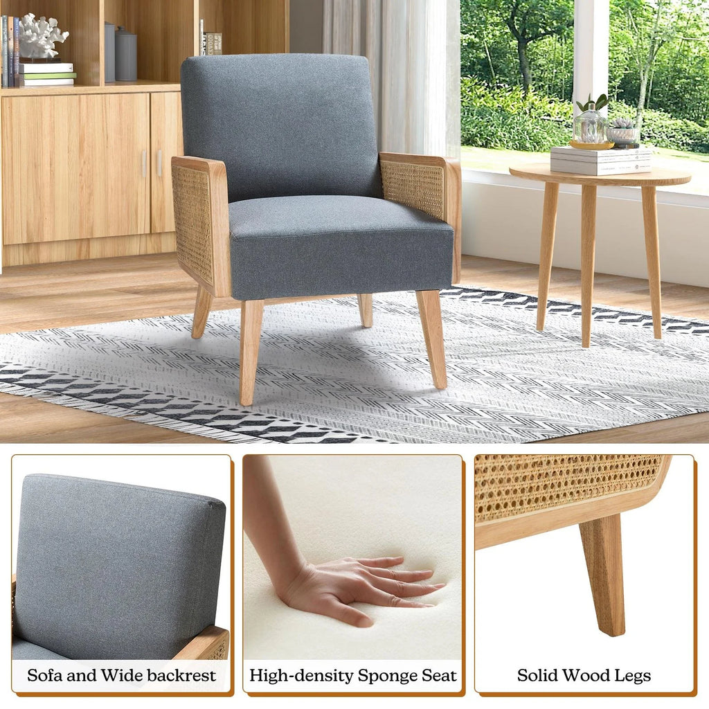 Blue Fabric Upholstered Wooden Accent Chair H57016
