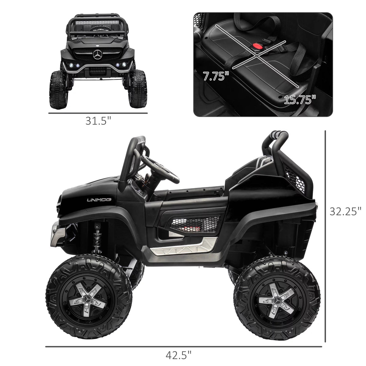 Black 12V Battery Powered Ride on Truck N52853