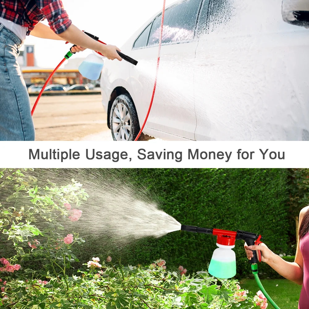 Car Wash Foam Sprayer Nozzle Kit with 1 Liter Bottle Universal Connectors W4937