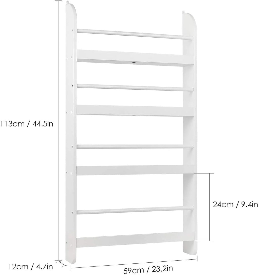 4-Tier White Wall Mounted Bookshelf Storage Rack P8893