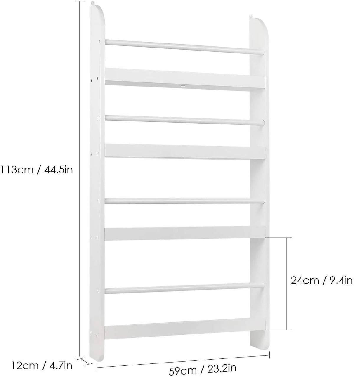 4-Tier White Wall Mounted Bookshelf Storage Rack P8893