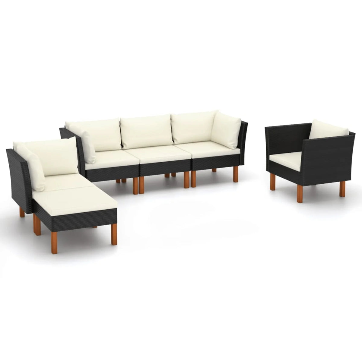 6 Piece Poly Rattan Sectional Outdoor Furniture Set M220