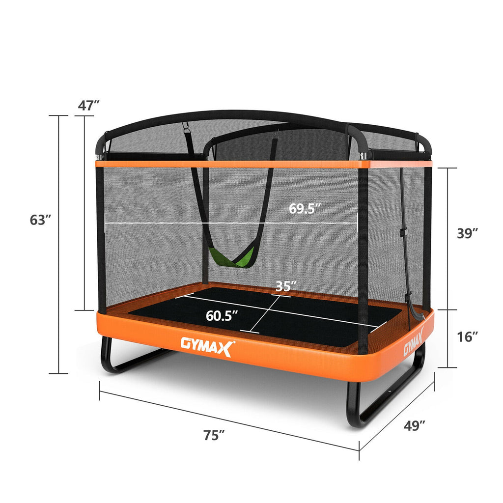 6FT Kids Trampoline with Swing Safety Enclosure Orange F698