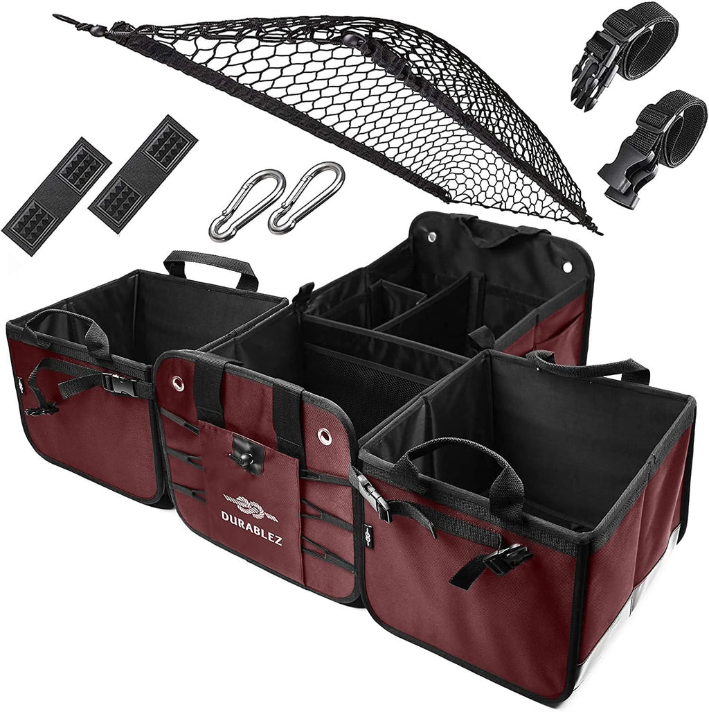 3 Compartment Separable Collapsible Car Trunk Storage Organizer, XL, Black B959
