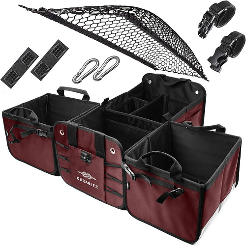 3 Compartment Separable Collapsible Car Trunk Storage Organizer, XL, Black B959