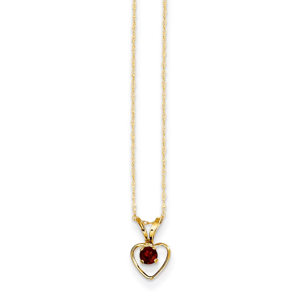 14kt Yellow Gold Garnet Heart Birthstone Necklace O511484