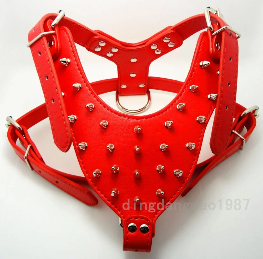 Spiked Studded Leather Dog Harness Q36108