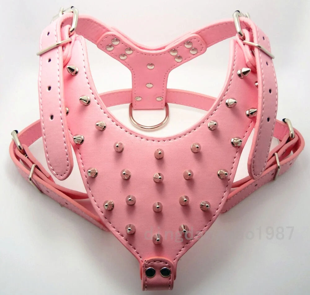 Spiked Studded Leather Dog Harness Q36108