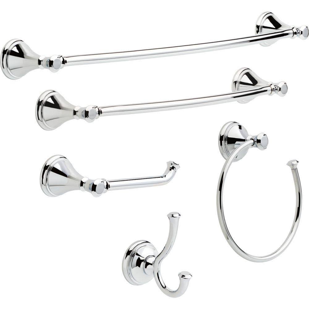 5 Piece Polished Chrome Bathroom Hardware Set H8910