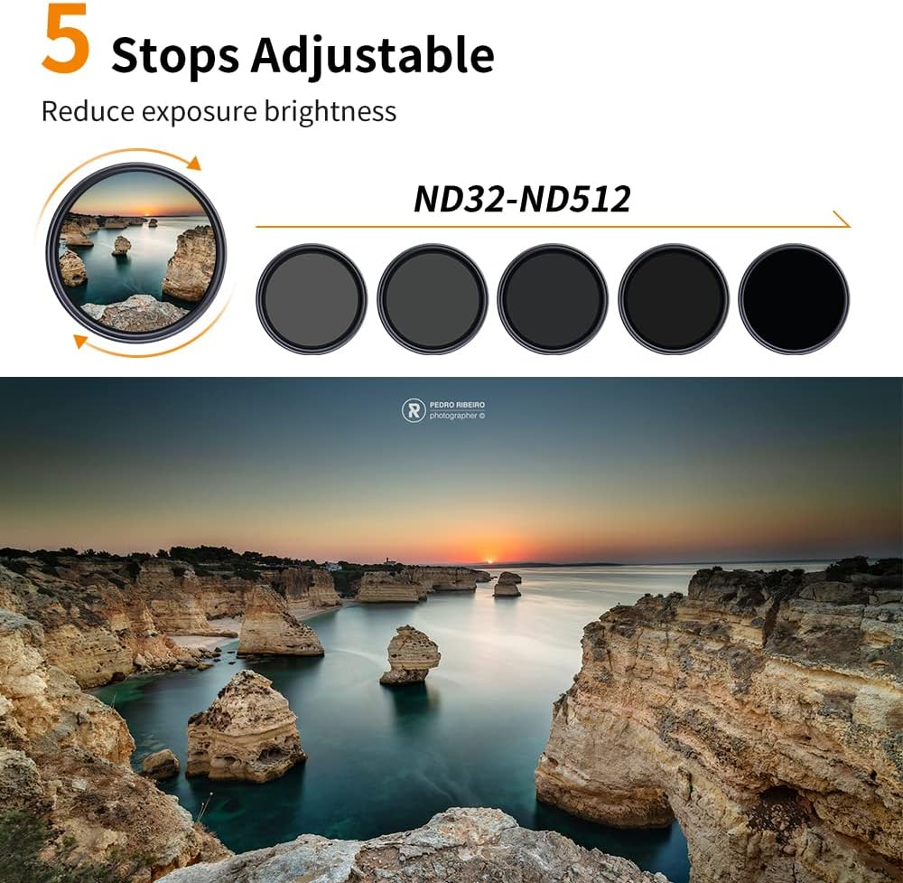 67mm Variable ND Filter ND32-ND512 (5-9 Stops) HD Neutral Density Lens Filter Pack of 2 P854