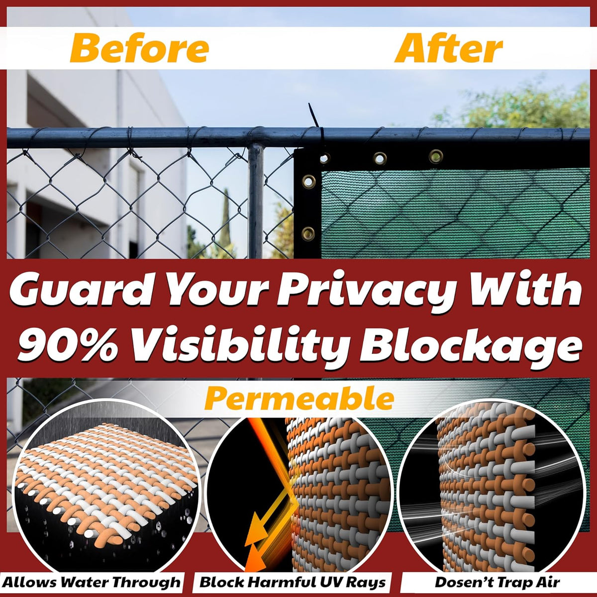 Green Fence Privacy Screen with Bindings & Grommets A733985