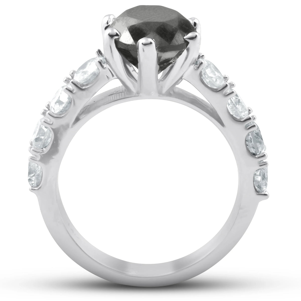 4 1/2 Carat Black & White Diamond Engagement Ring 14K White Gold L1999