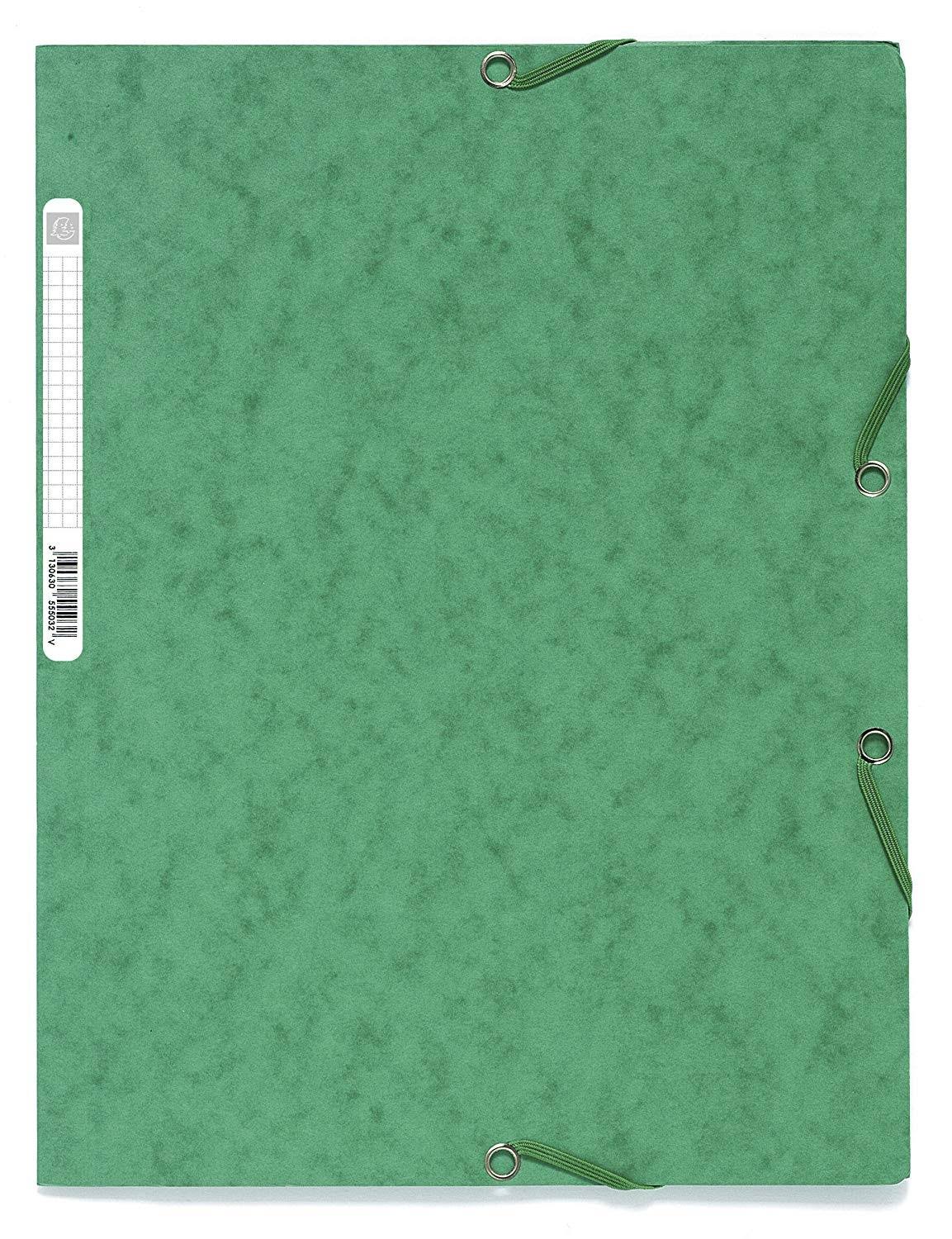 Green Pack of 25 A4 Elasticated 3 Flap Folders C30096