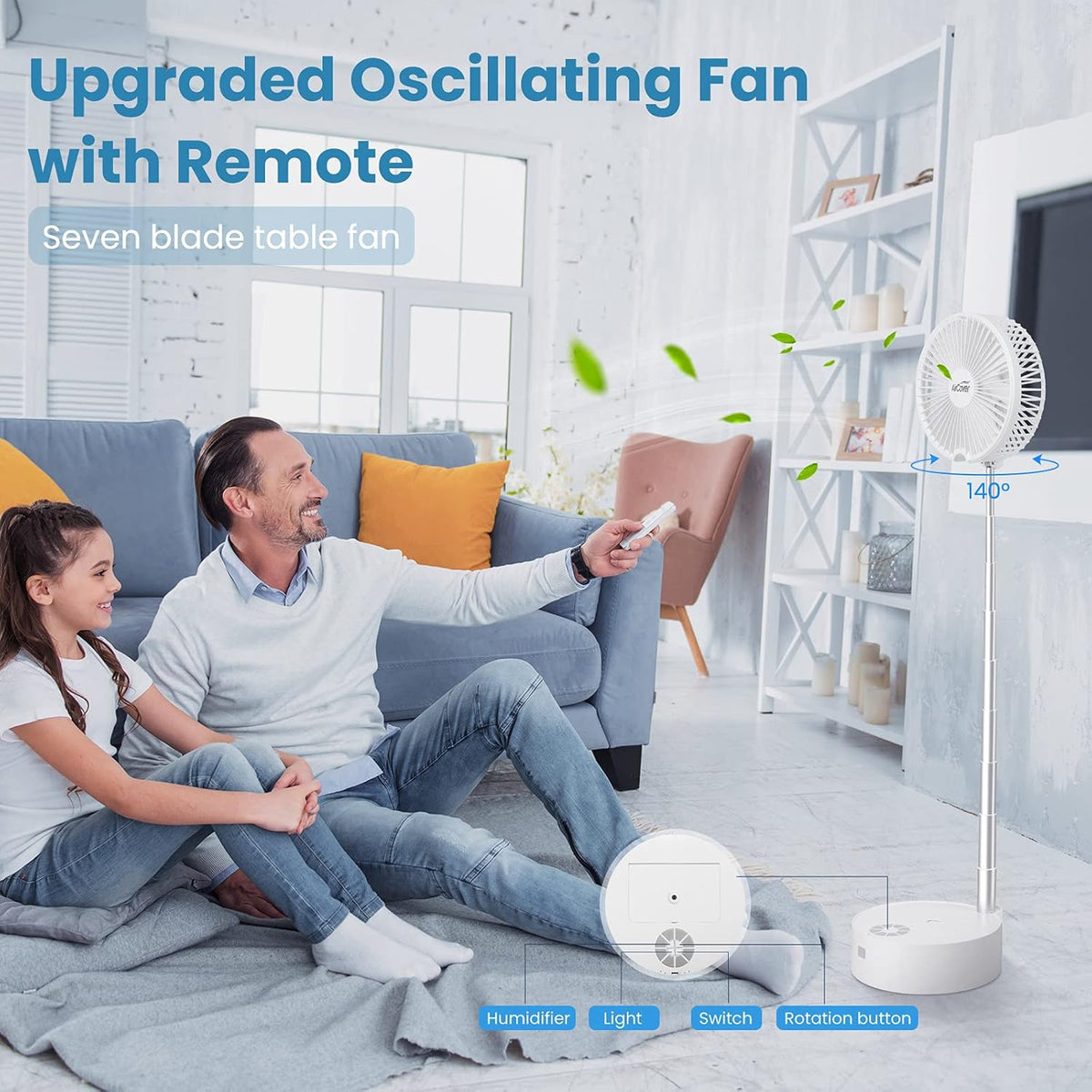 8-Inch Cordless Rechargeable Oscillating Fan with Remote A370416