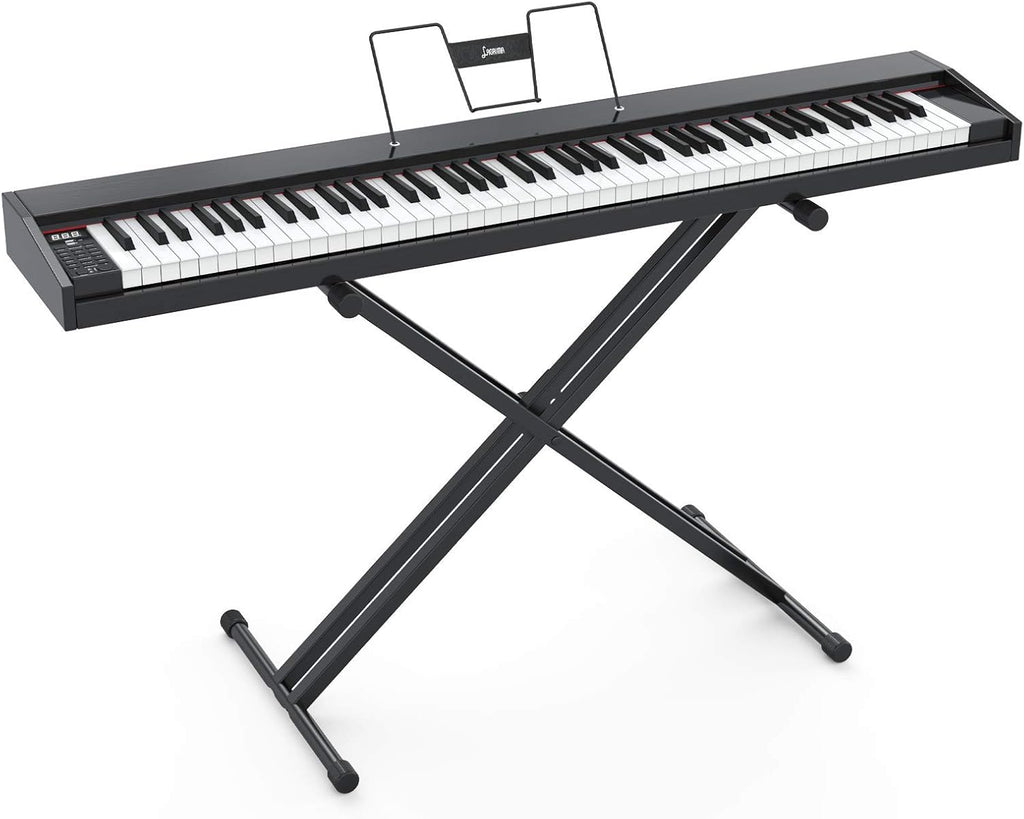 88 Key Portable Digital Piano with U Stand, Sustain Pedal, Music Stand, Black K705802