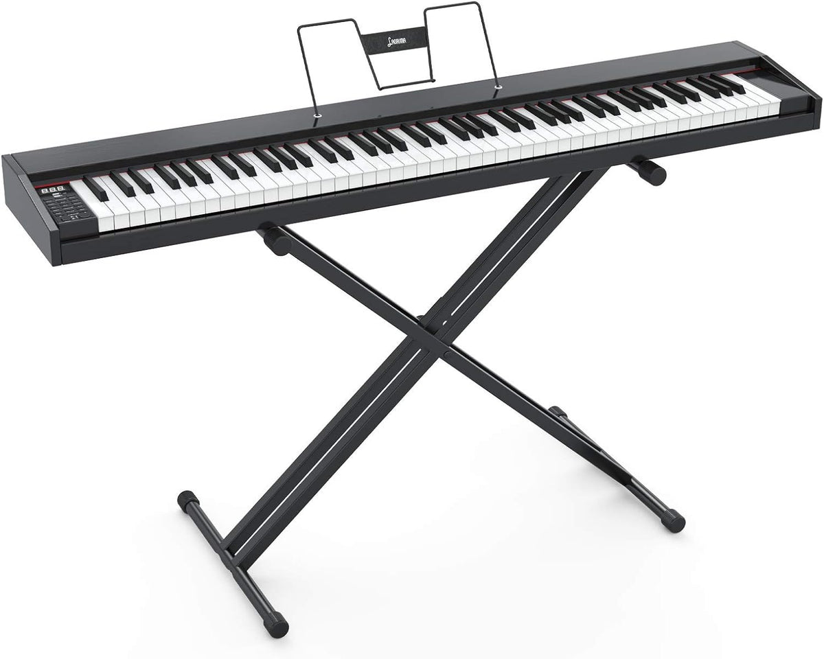 88 Key Portable Digital Piano with U Stand, Sustain Pedal, Music Stand, Black K705802