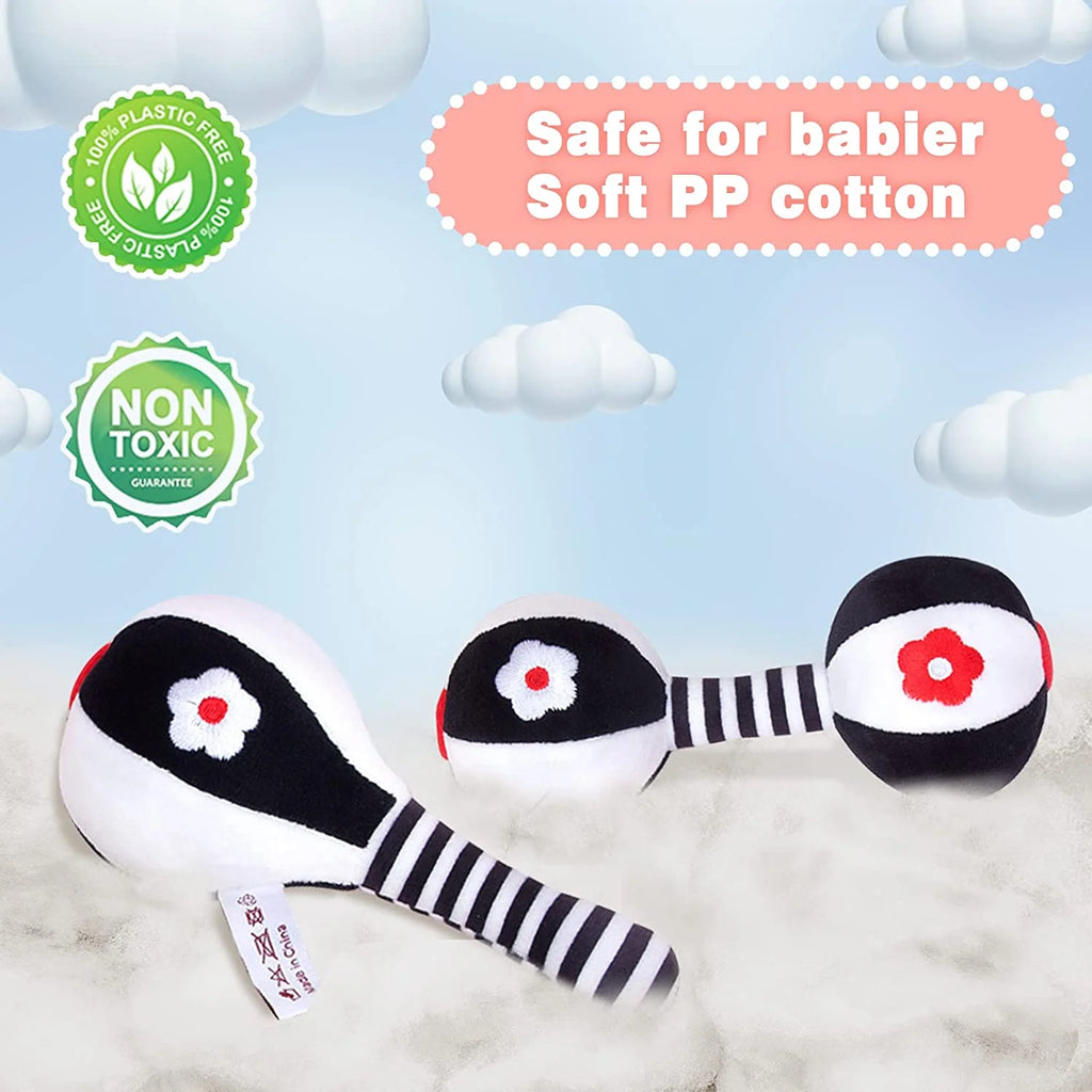 2PCS Soft Rattles for Baby, Baby Toys 0-6 Months, Car Seat Toys for Infants U982