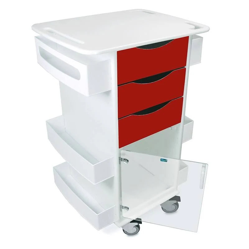 Cherry Red AV Cart with Hinged Door A4829