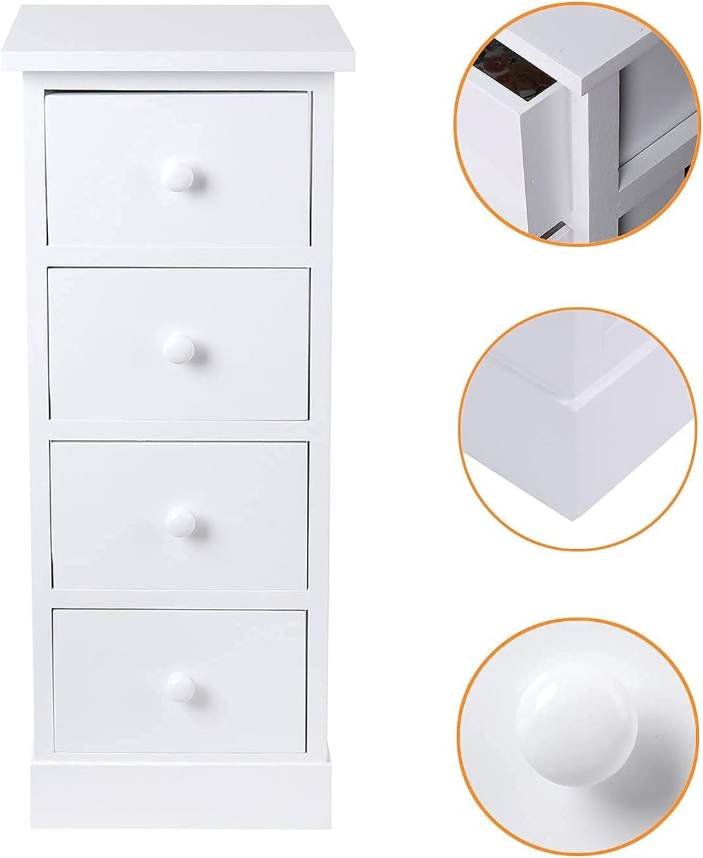 White 4 Drawer Wooden Bathroom Storage Cabinet X126962