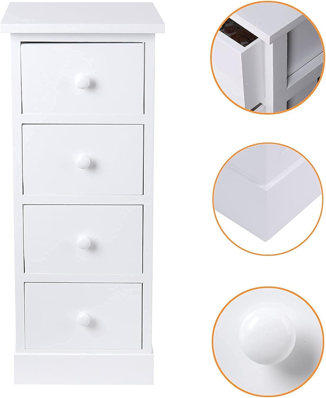 White 4 Drawer Wooden Bathroom Storage Cabinet X126962