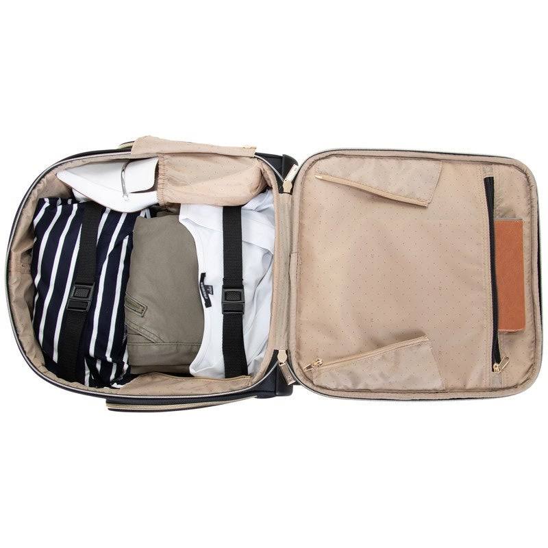 Olive Chevron Quilted 4-Wheel Spinner Carry-On Suitcase I517
