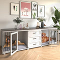 White 3 Drawer Wooden Dog Crate 95"x23"x32"H E7652