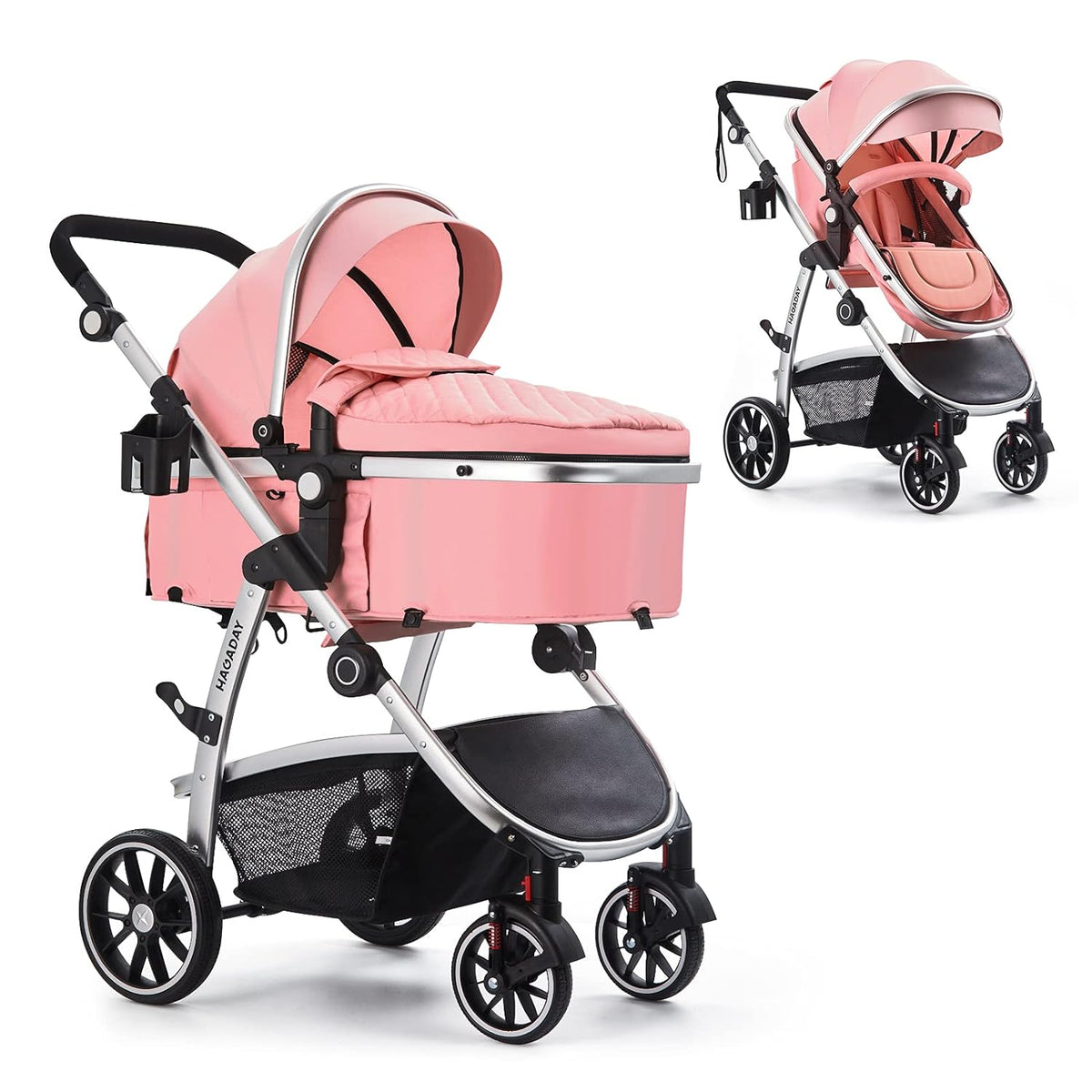 Beige Reversible Seat Stroller with Canopy U57180