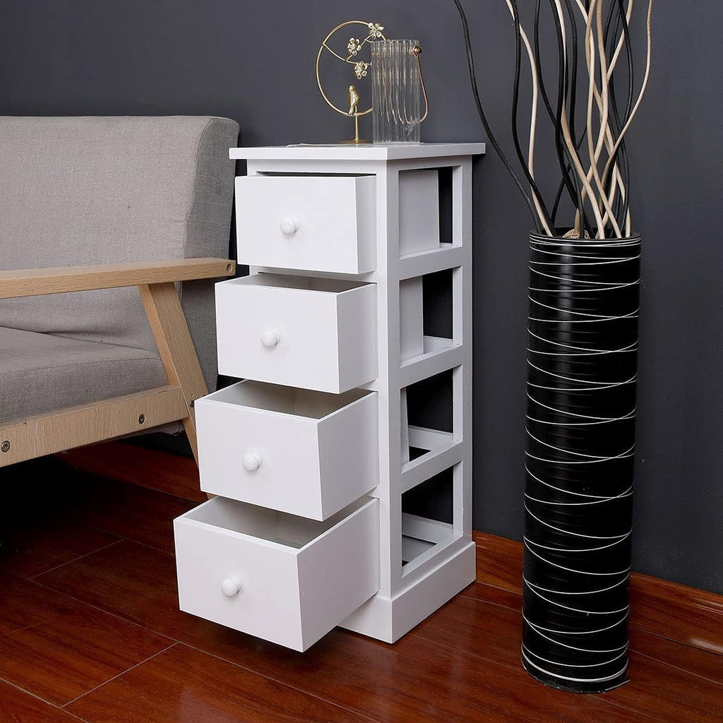 White 4 Drawer Wooden Bathroom Storage Cabinet X126962