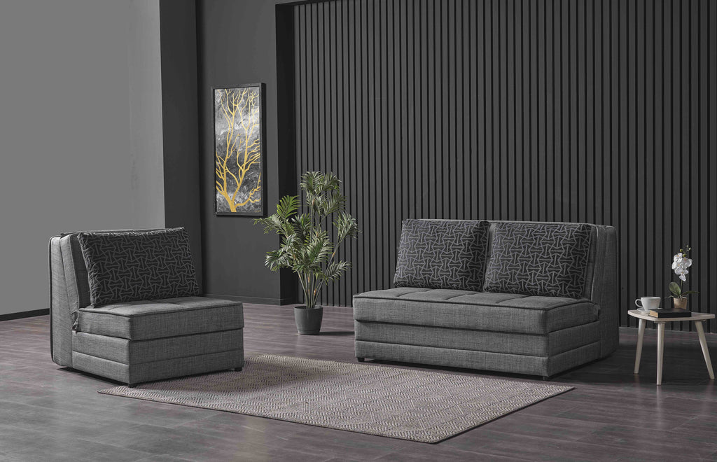Gray Chenille Sleeper Loveseat P51990