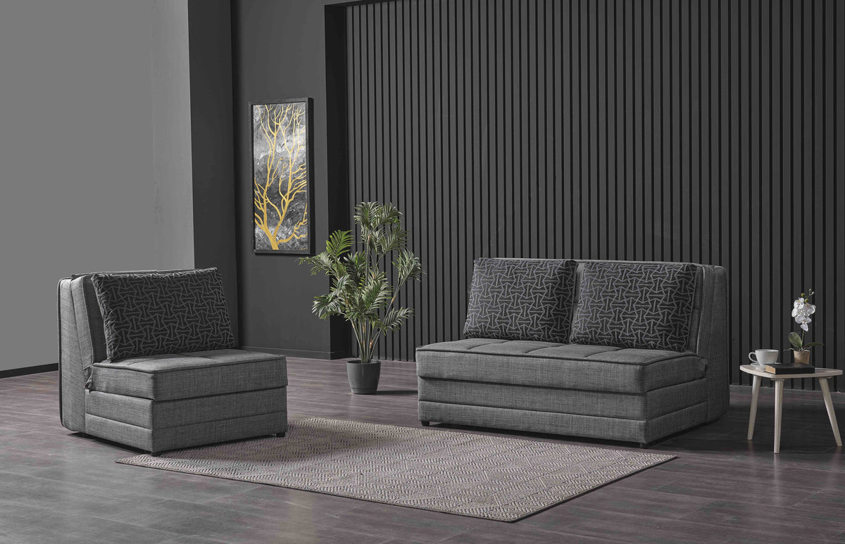 Gray Chenille Sleeper Loveseat P51990