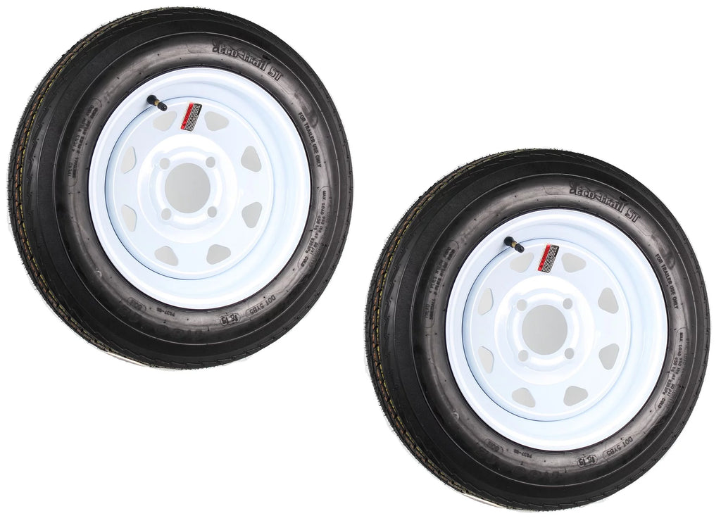 2-Pack Trailer Tire Rim 480-12 4.80-12 LRC 4Lug White Spoke Wheel Q4022
