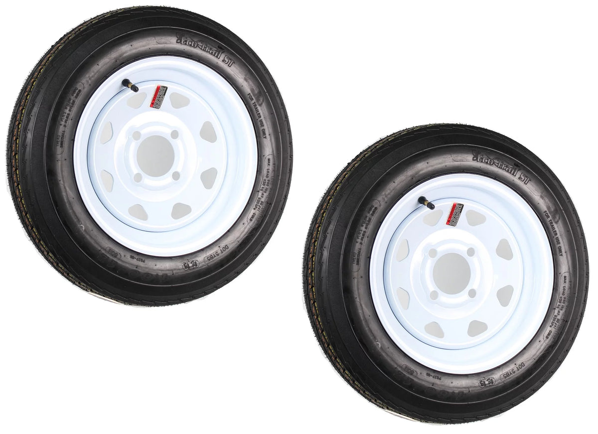 2-Pack Trailer Tire Rim 480-12 4.80-12 LRC 4Lug White Spoke Wheel Q4022
