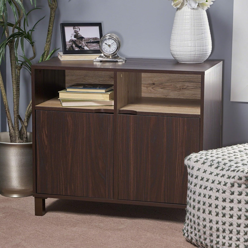 2-Shelf Faux Wood Cabinet, Walnut / Brown M534
