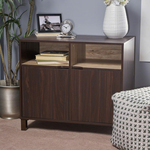 2-Shelf Faux Wood Cabinet, Walnut / Brown M534