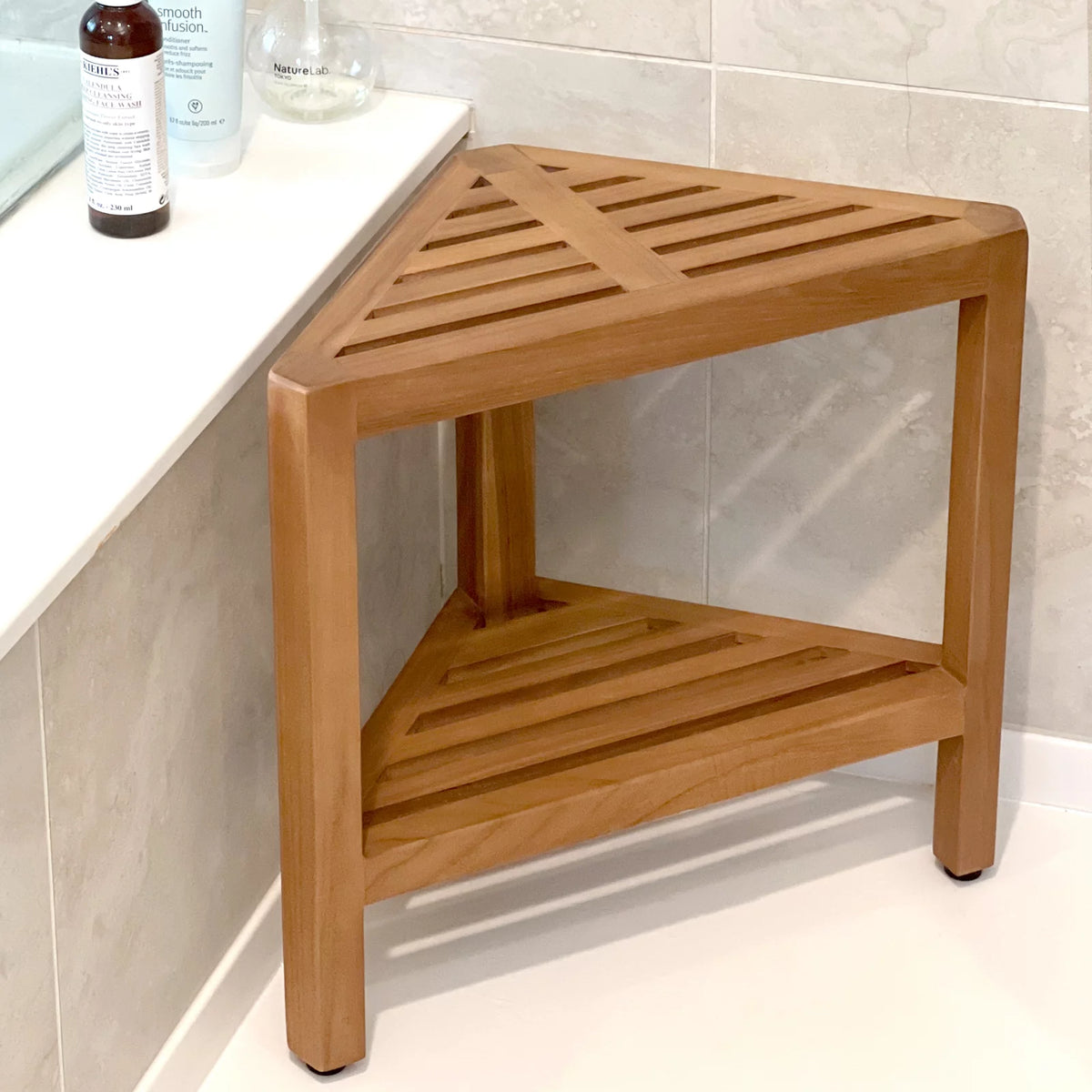 Solid Teak Corner Stool/Side Table U5990