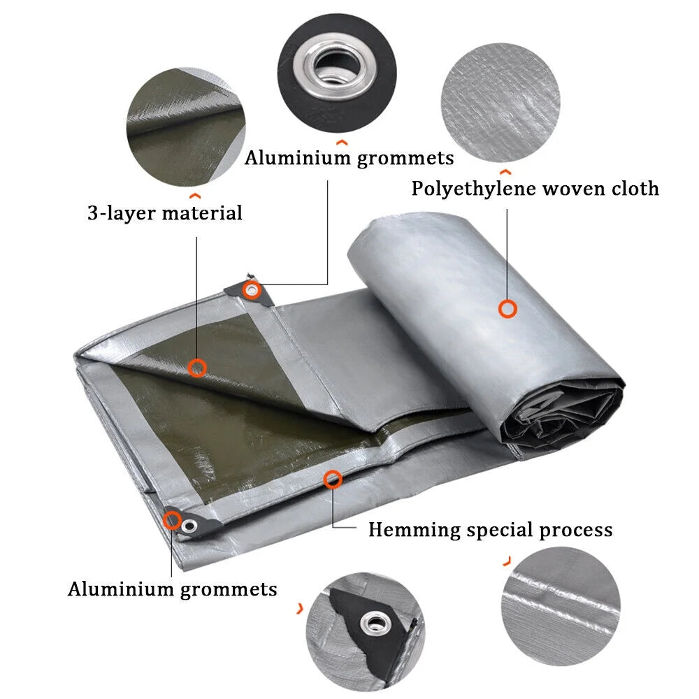 Gray Waterproof Heavy Duty Tarpaulin 13x19.6ft C7345