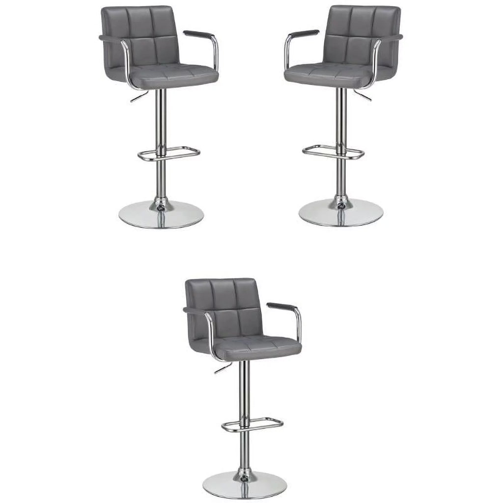 Faux Leather Adjustable Bar Stool Set of 3 Z10304