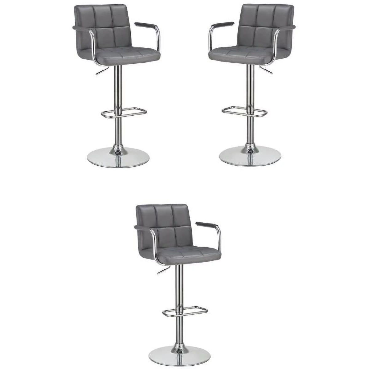 Faux Leather Adjustable Bar Stool Set of 3 Z10304