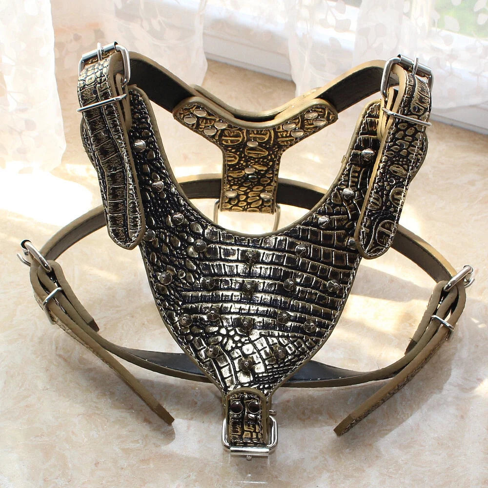 Spiked Studded Leather Dog Harness Q36108