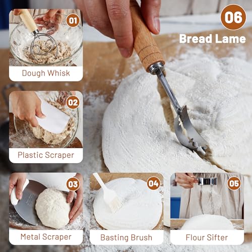 9.5 Inch Round & 10.5 Inch Oval Foldable Sourdough Bread Proofing Basket with Linen Liner Y804
