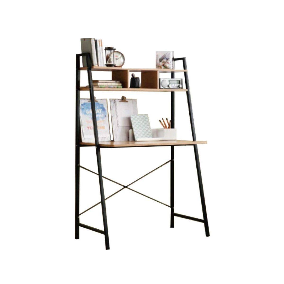 Black Steel Frame Desk with Bookcase V14822